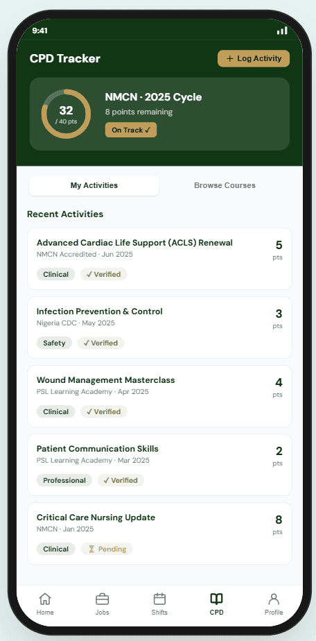 PSL CPD dashboard showing accredited courses and completion progress