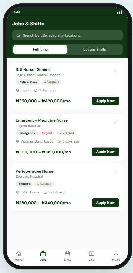 PSL job listings showing verified healthcare vacancies with transparent salary details